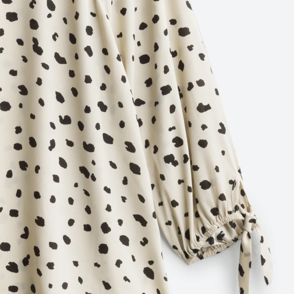 EUC✨PAPERMOON women's XL beige Larie Tie Sleeve Blouse 3/4 length sleeves - Picture 3 of 5